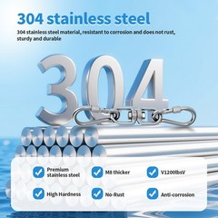 Heavy Duty 1200 lb Capacity Swivel Ring Double Ended Swivel Eye Hook, 304 Sta…