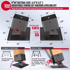 Swing Set Anchor Kit – 4-Pack Stainless Steel Bracket for 4″x4″ Legs