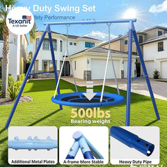 Heavy Duty 500Lbs Saucer Swing Set – Outdoor Metal Frame Playground Equipment fo