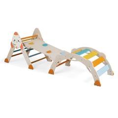 Climbing Toy Set w/ Arch, Foldable Ladder & Wooden Indoor Playground Jungle Gym