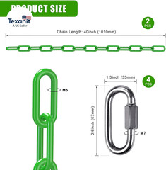 2Pcs 40″ Heavy Duty Hanging Chains with Carabiners 1000 Lbs Capacity Swing Exten