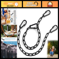 2 Pack 25in Heavy Duty Swing Chains with Carabiners – Black Stainless Steel, 120