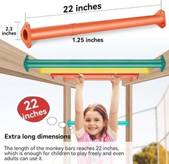 7 Colorful Monkey Bars Kit for Backyards & Playgrounds