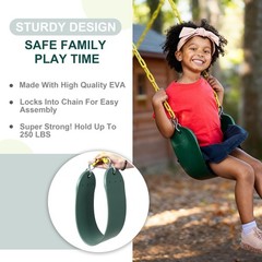 2-Pack Heavy Duty Swing Seat with 66″ Anti-Rust Chains & Quick-Connect Snap H…
