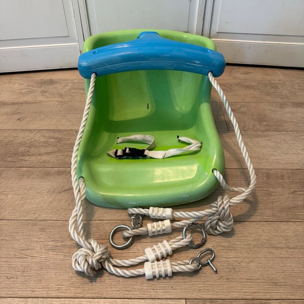 Toddler Swing Seat – Green/Blue with Safety Straps & Ropes