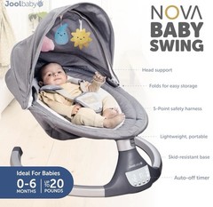 NOVA Baby Swing NEW Edition Bluetooth Music 5 Speed 0-6M 20lb Gray Motorized