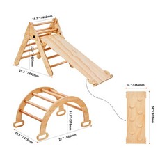 Pikler Triangle Set 5in1 Montessori Climbing Toys for Toddlers 1-3 M Wood