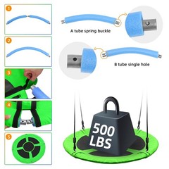 Saucer Tree Swing Seat for 40 Inch Outdoor Round Tree Swing for Children Outd…