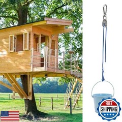 FUQUN Treehouse Accessories With Pulley and Bucket Cable, Playhouse and Pirat
