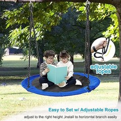 43 inch Saucer Tree Swing for Kids,Durable Textilene Round Swing Heavy Blue