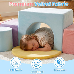 Toddler Climbing Toys Indoor, 6 PCS Foam Climbing Blocks for Baby Crawling Slidi
