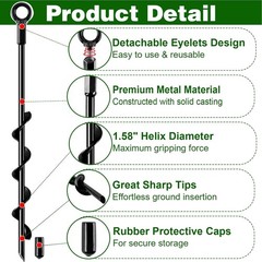 Ground Anchors Screw in 18 Inch 4 Pack Spiral Swing Set Trampoline Earth Anchor