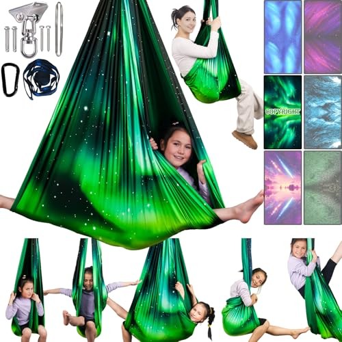 Sensory Swing for Kids & Adults Holds 300lbs Indoor & Aurora Green