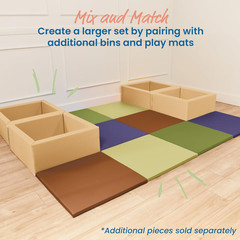 Softzone Play Patch Activity Mat and Toy Bins, Beginner Playset, Earthtone, 6-Pi