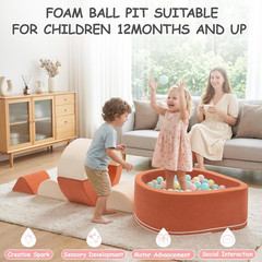Toddlers Climbing Toys with Ball Pit, 6-Piece Baby Foam Climbing Blocks with Bal