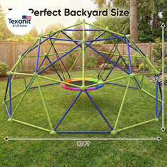 10FT Climbing Dome with Saucer Swing, Outdoor Dome Climber Supports 1000LBS, Rus