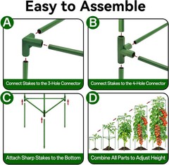 Halatool 72 Inch Tall Tomato Cages Heavy Duty, 4 Pack Metal Adjustable Plant Sup