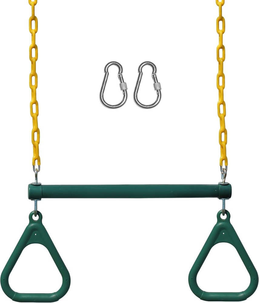 Barra Trapezoidal Verde Con Anillos Para Columpios Y Juguetes Infantiles