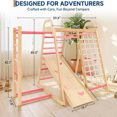 7-in-1 Indoor Kids Wooden Climber Playset: Jungle Gym for Toddlers & Playground