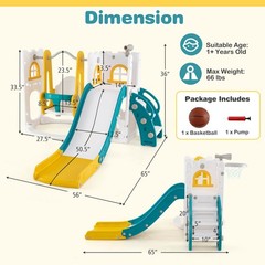 7-in-1 Toddler Slide & Swing Set Indoor Playground for Kids Age 1-3 Years Old