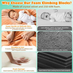6 Pieces Toddler Climbing Toys Indoor, Crystal Velvet Foam Climbing Blocks for T