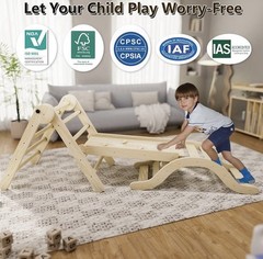 NEW 5 In 1 Montessori Pikler Triangle Climbing Set W Arch Ramp & Slide UNOPENED