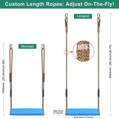 Durable Non-Slip Kids Swing Seat 300lbs, Adjustable Rope, Indoor/Outdoor Blue
