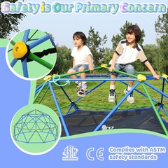 Gardenature 10FT Kids Climbing Dome w/ Hammock Outdoor Metal Jungle Gym Play XL