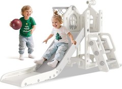 5 in 1 Toddler Slide – L-Shaped Baby Slide for Toddlers Aged 1-3 with Basketball