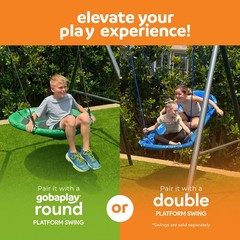 gobaplay Single Swing Set with 8′ Frame Extension, Swings, and 40″ Round Saucer