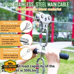 Fologtoo 120FT Zip Line Kit Adults 500 Lbs Stainless Steel