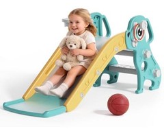 4 in 1 Toddler Slide, Kids Slide for Indoor Outdoor Playground, Blue Yellow