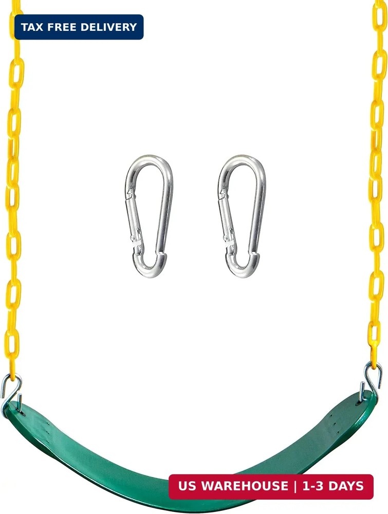 TURFEE Heavy Duty Swing Seat Green Color with 66″ Chain, Swing Set Accessories R