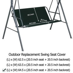 Heavy Duty 3-Seat Outdoor Swing Replacement Seat Cover 64.5″ Waterproof Canvas