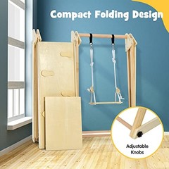 Indoor Jungle Gym 4 in 1 Foldable Toddler Wooden Montessori Baby Natural