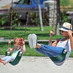 2 Pcs Swing Seat with Metal Triangle Ring 30.4 x 5.9 Inch, Heavy Duty Green