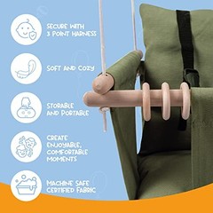 Indoor Outdoor Baby Swing with 3-Point Harness and Hardware for Ceiling, Green