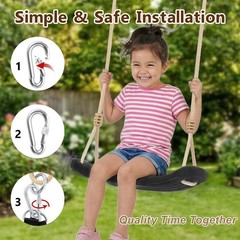 Heavy Duty Kids Tree Swing w/Straps & Carabiners, Indoor/Outdoor 264lb Black