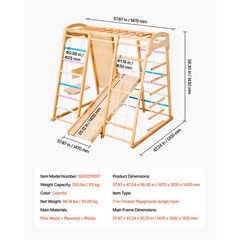 Uimoso 7-in-1 Wooden Indoor Jungle Gym Playground for Children