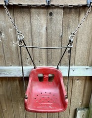 Vintage Early 1900’s Red Metal Gametime Swing Seat w/ Original Chains and Hooks