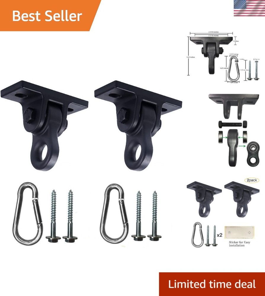 Smooth Rotating Black Swing Hangers (2 Pack) – Ideal for Yoga and Playground