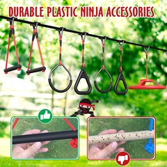 Ninja Line Obstacle Course, 50ft Ninja Slackline with Swing, Monkey Bar, Ladder