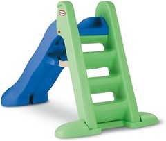 Kids Plastic Slide Backyard Play Indoor Outdoor Green Blue Folding Toddler Fun 