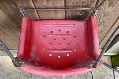 Vintage Early 1900’s Red Metal Gametime Swing Seat w/ Original Chains and Hooks