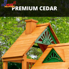 Wooden Outdoor Playground Set 3 Slides Sandbox Rock Wall Swing Set NEW
