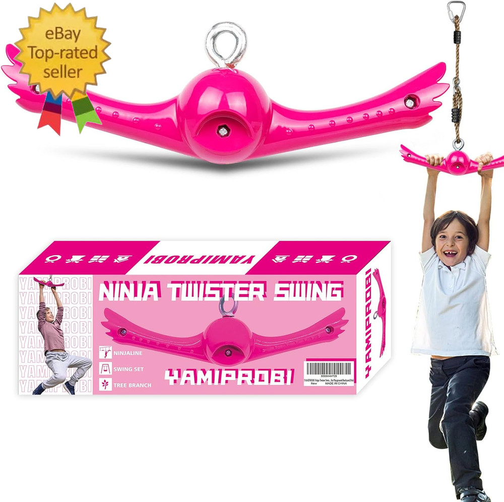 Ninja-Twister Swing Spins Set: Slackline Attachments – 360° Handle Twist-Spin Fl