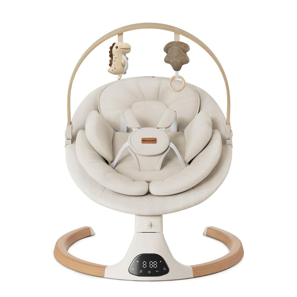 Baby Swings for Infants, Monamii 7.9″ x 4″ and 9.8″ x 4.7″ (pack of 2), Beige