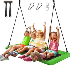 60″ Kids Giant Tree Rectangle Swing 700 lbs w/ Adjustable Hanging Ropes Green