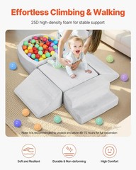 Foam Climbing Playset 5-Pc for Toddlers, Velvet Cover & Ball Pit