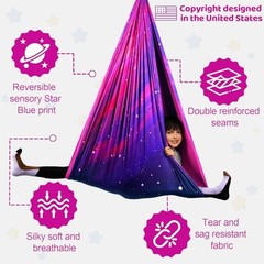HiCamer Double Layer Sensory Swing for Kids & Adults Holds up to Galaxy Purple